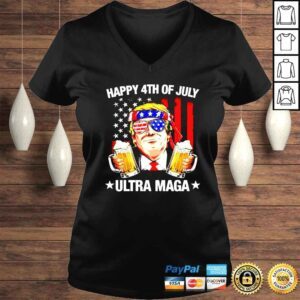 VLadies Trump Happy 4th Of July Ultra Maga Beer American Flag shirt