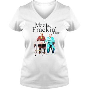 VLadies Trump and Biden Meeth the Frackin Liar shirt