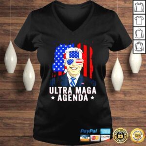 VLadies Ultra MAGA Agenda Anti Biden US Flag Trump 4th Of July Shirt