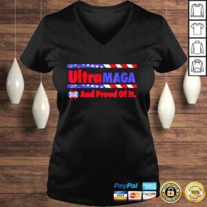 VLadies Ultra MAGA Proud Of It American Flag Shirt