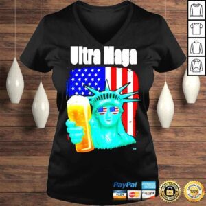 VLadies Ultra Maga Conservative Patriotic Flag Red White Blue Shirt