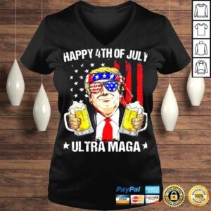 VLadies Ultra Maga Proud Pro Trump Happy 4th Of July US Flag TShirt