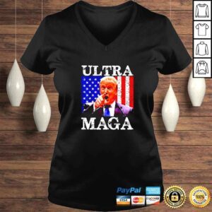 VLadies Ultra Mega King Trump Vintage American US Flag Anti Biden TShirt