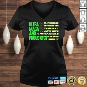 VLadies Ultra maga and proud of it Camo flag shirt