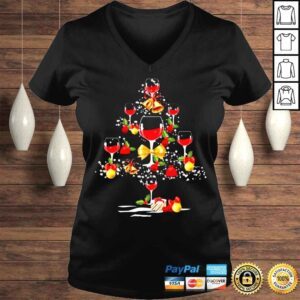 VLadies Wine Tree Happy Merry Christmas 2022 Shirt