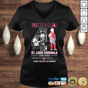 VLadies Yadier Molina 4 St Louis Cardinals 20042022 thank you for the memories signature shirt