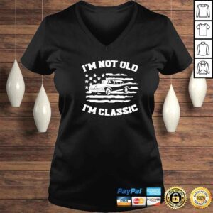 VLadies american flag car I m not old I m classic shirt