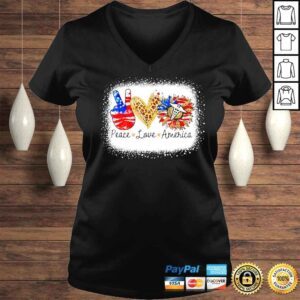 VLadies bleached Peace Love Nurse America Patriotic Independence Tee Shirt