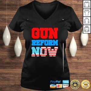 VLadies gun reform now American flag shirt