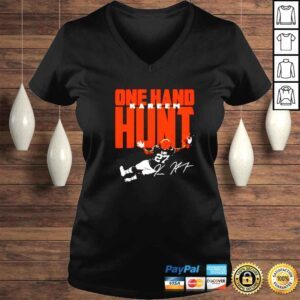 VLadies kareem Hunt One Hand Hunt rugby signature shirt