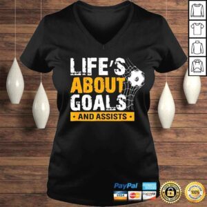 VLadies life is about goals and assists soccer player sports futbol shirt