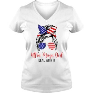 VLadies messy bun ultra maga pro Trump shirt