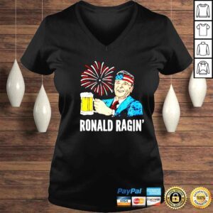 VLadies ronald Reagan beer firework Ronald Ragin shirt