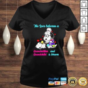 VLadies snoopy the love between a grandmother and grandchild is forever shirt