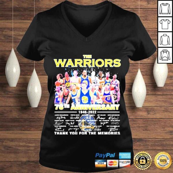 the Warriors 76th Anniversary 1946 2022 Signatures Thank You For The Memories Tshirt - Image 2