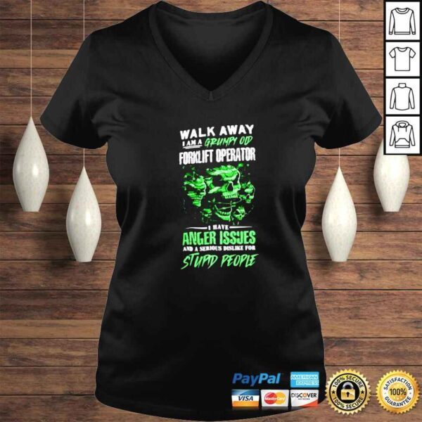 walk Away I Am A Grumpy Old Forklift Operator skulls stars horror shirt - Image 2