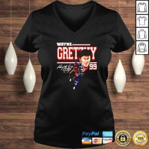 VLadies wayne Gretzky Edmonton Cartoon hockey signature shirt