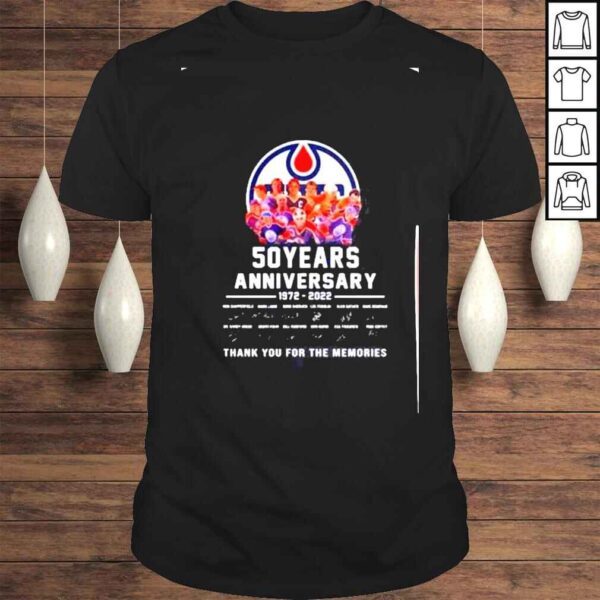 edmonton Oilers 50 Years Anniversary 1972 2022 Signatures Thank You For The Memories Shirt