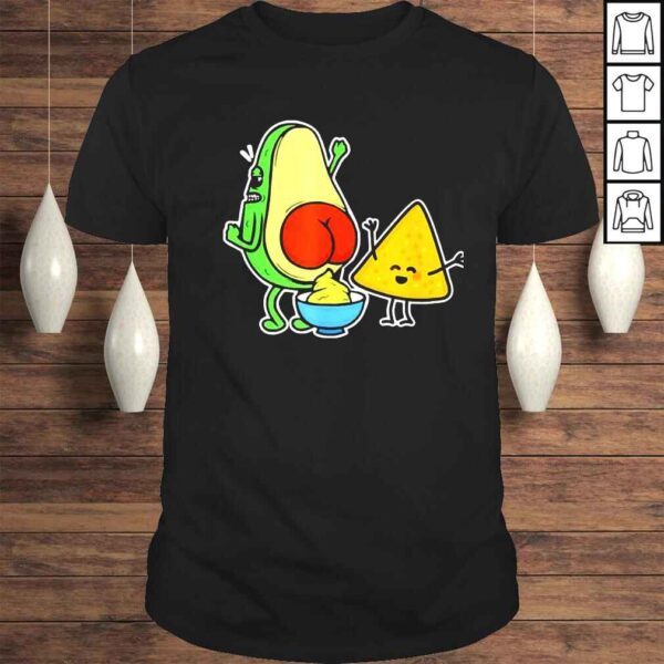 pooping avocado and tortilla chip guacamole poop turd vegan shirt