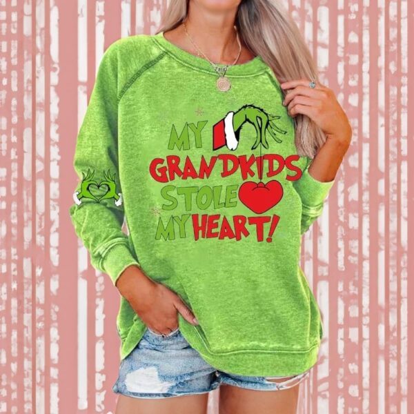 Women My Grandkids Stole My Heart Christmas Print Casual Sweatshirt