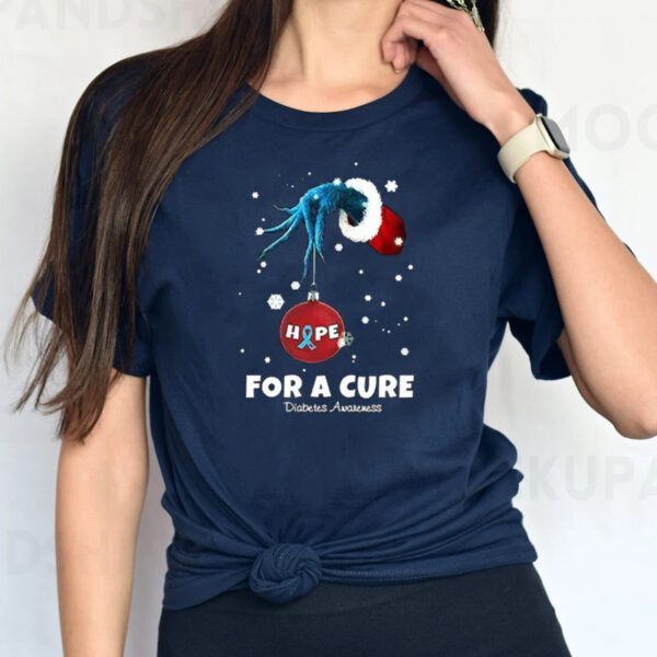 Women’s Christmas Hope For A Cure Diabetes Awareness Print Long Sleeve Sweat T-Shirt1