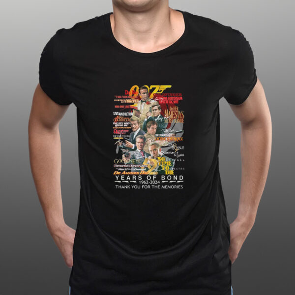 007 Years Of Bond 1962 – 2024 Thank You For The Memories T-Shirts