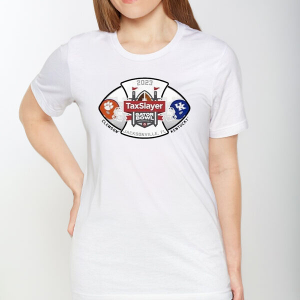 2023 Taxslayer Gator Bowl Clemson Tigers vs Kentucky Wildcats Helmet Head To Head T-Shirt