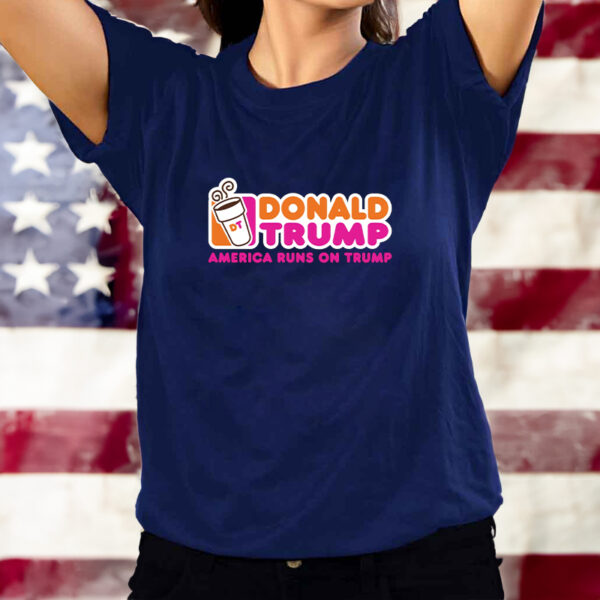 AMERICA RUNS ON TRUMP - PINK & ORANGE TEE SHIRT