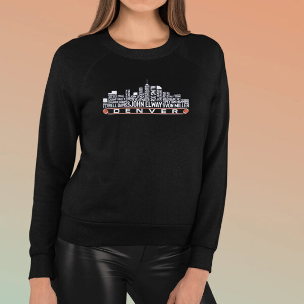 Denver Broncos Football Legends Denver City Skyline T-Shirt