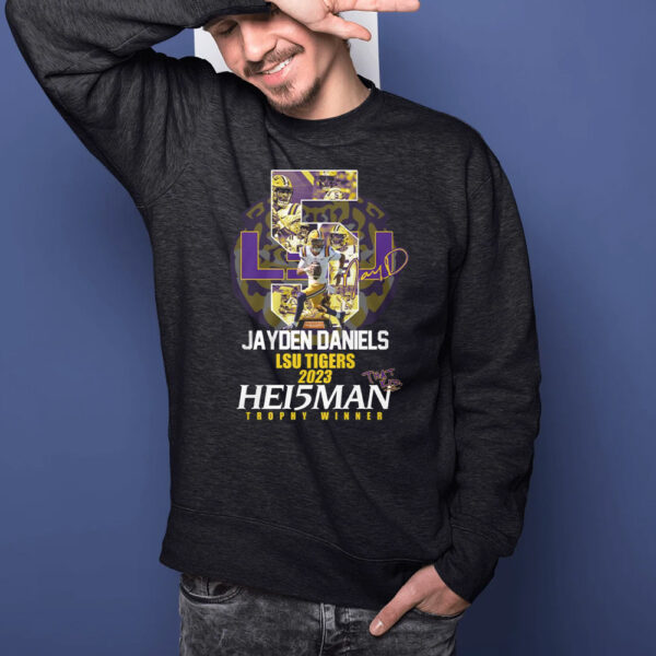 Jayden Daniels LSU Tigers 2023 Hei5man Trophy Winner Shirts