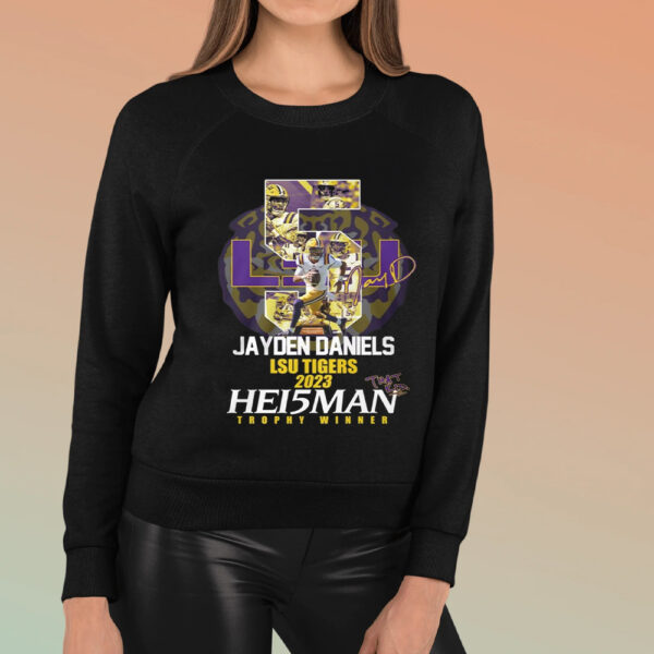 Jayden Daniels LSU Tigers 2023 Hei5man Trophy Winner T-Shirt