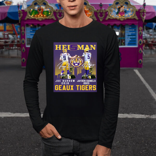 LSU Tigers Heisman Joe Burrow 2019 – Jayden Daniels 2023 Geaux Tigers T-Shirt