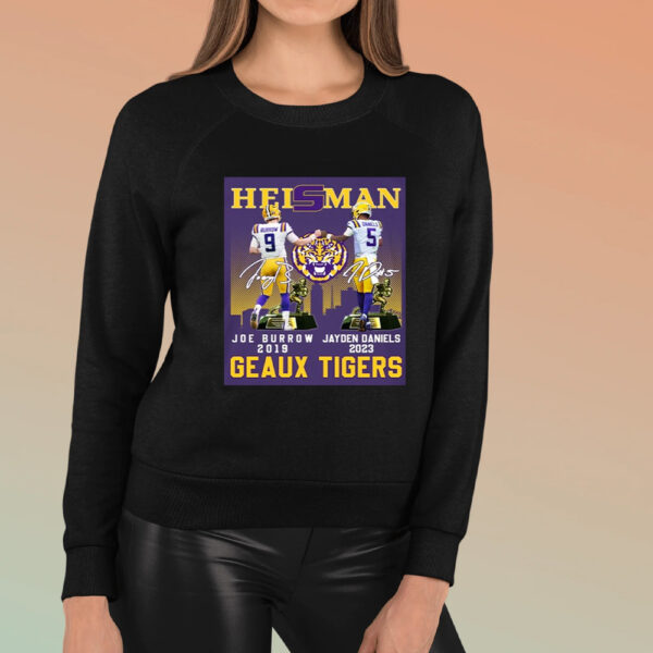 LSU Tigers Heisman Joe Burrow 2019 – Jayden Daniels 2023 Geaux Tigers T-Shirts