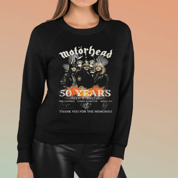 Motorhead 50 Years 1975 – 2025 Thank You For The Memories T-Shirt