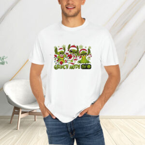 Santa Stitch Grinch Mode On Christmas Shirts