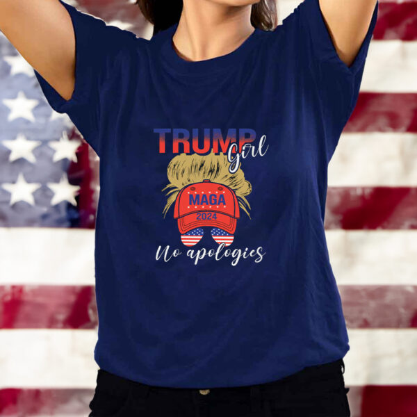 TRUMP GIRL NO APOLOGIES WOMEN'S BLACK TEE SHIRT