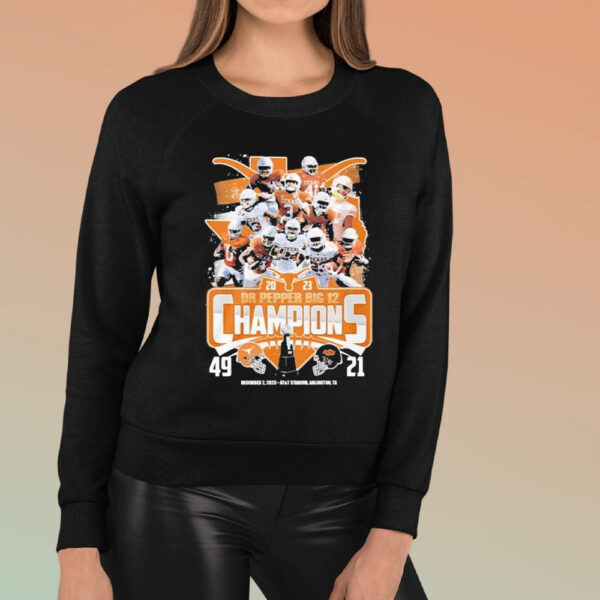 Texas Longhorns Team 2023 Dr Pepper Big 12 Champions 49 21 Oklahoma State TShirt