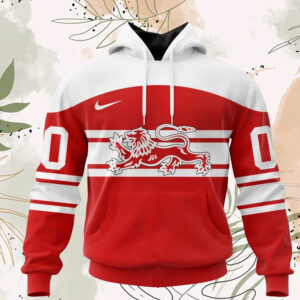 Denmark National Ice Hockey Personalized Red Kits Hoodie