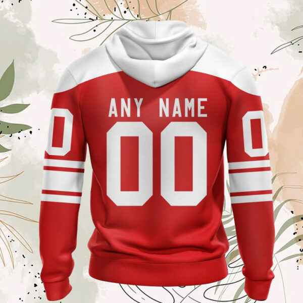 Denmark National Ice Hockey Personalized Red Kits Hoodies