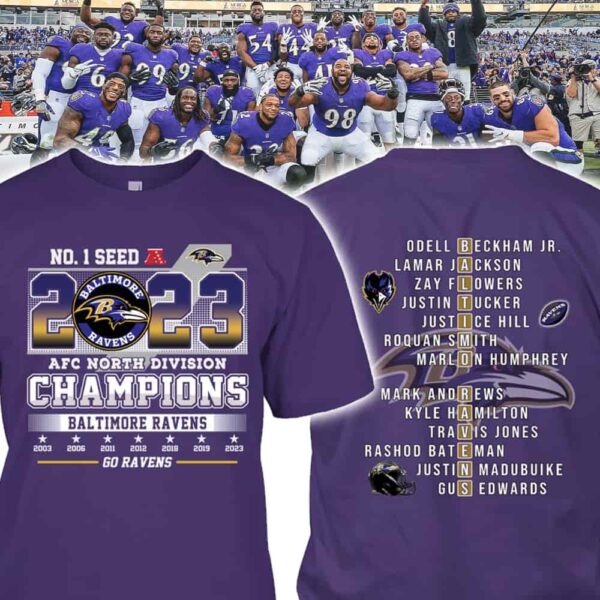 No 1 Seed 2023 AFC North Division Champions Go Ravens T-Shirt2