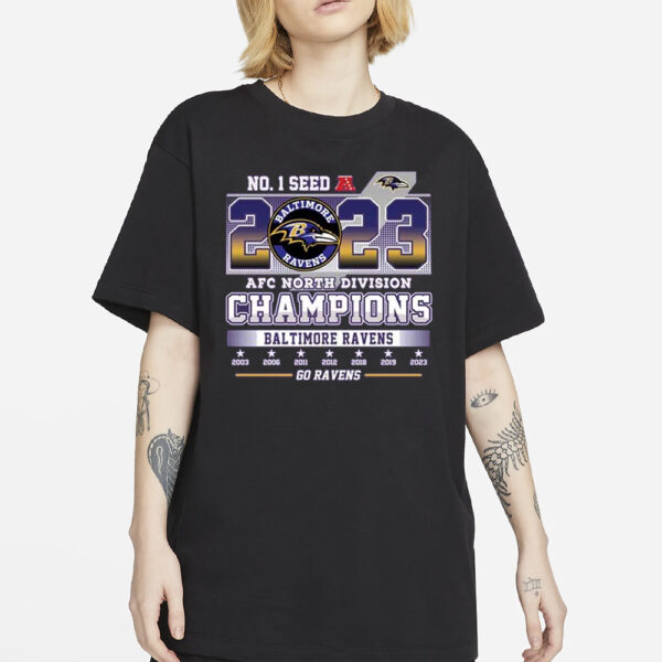 No 1 Seed 2023 AFC North Division Champions Go Ravens T-Shirt1