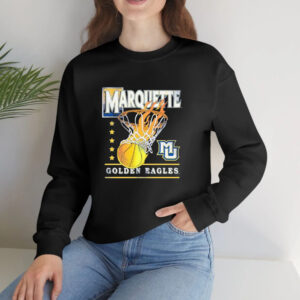 Marquette Hoops Golden Eagles Logo Basketball Fire T-shirt4