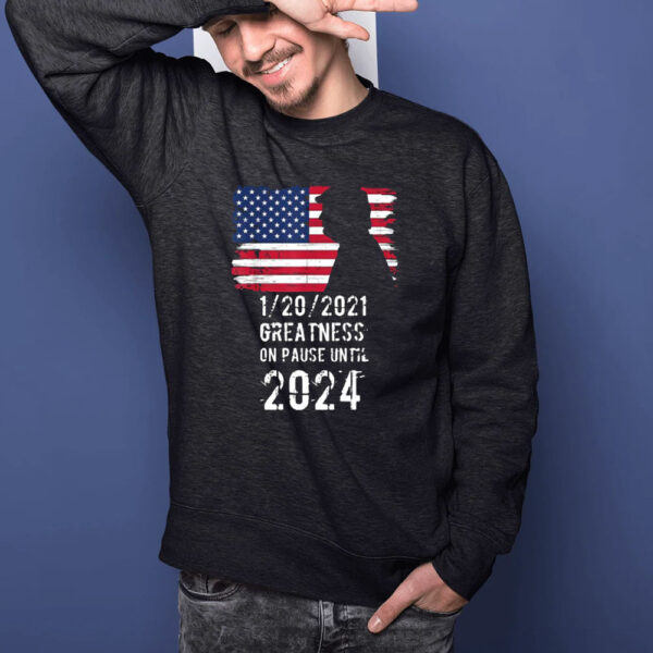 01202021 Greatness On Pause Until 2024 Pro Trump USA Flag T-Shirt1