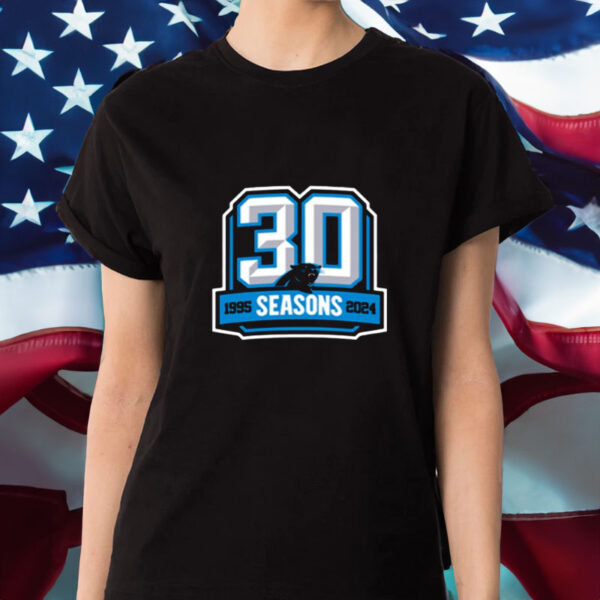 Carolina Panthers 30 Seasons 1995 - 2024 T-Shirt1