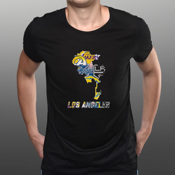 Los Angeles Map Sports Teams Logo T-Shirt3