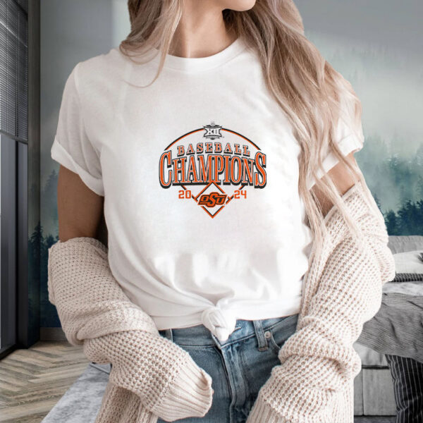 Oklahoma State Cowboys 2024 Big 12 Baseball Conference Tournament Champions Curveball Break T-Shirt2