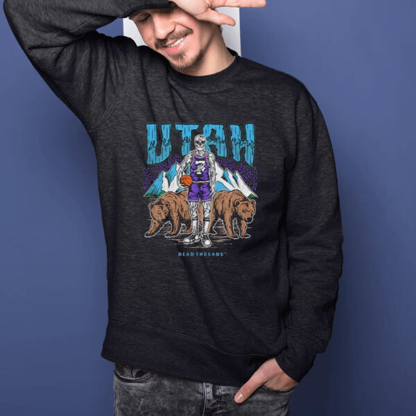 Utah Dead Threads Skeleton Basketball Player And Bear T-Shirt1