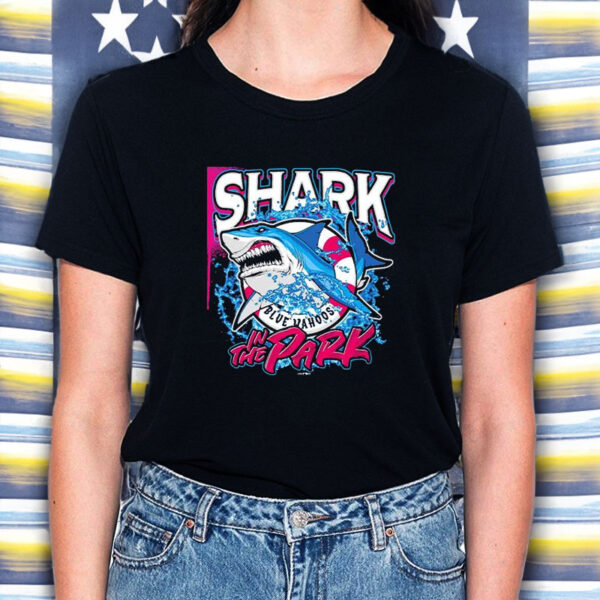 Pensacola Blue Wahoos Shark In The Park Blue Wahoos T-Shirt5