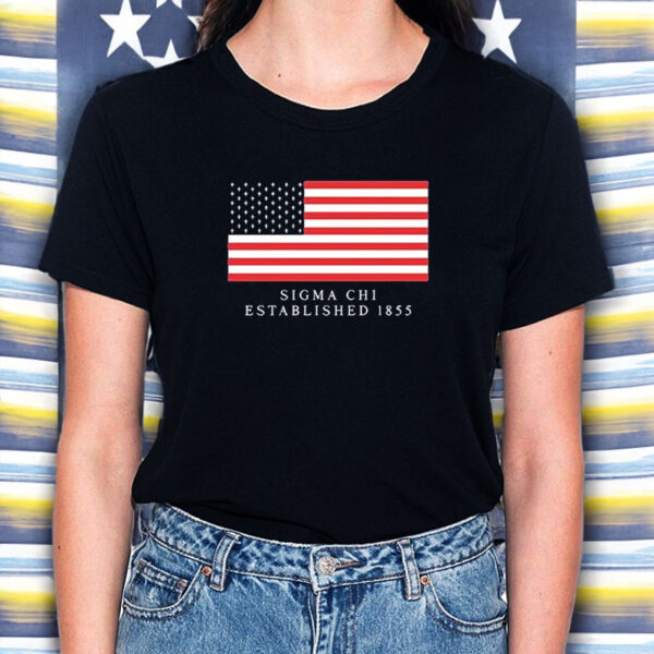 Sigma Chi Established 1855 America Flag T-Shirt5