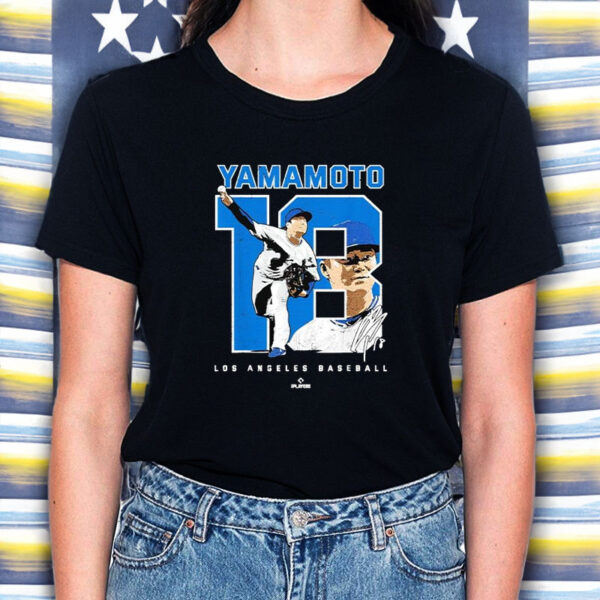 Yoshinobu Yamamoto Mlbpa Los Angeles Baseball Signature T-Shirt5